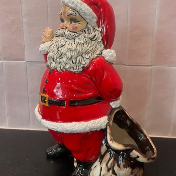SANTA CLAUS WITH SACK HAND PAINTED CERAMIC FIGURINE STATUE 10" VINTAGE CHRISTMAS - Picture 4 of 10